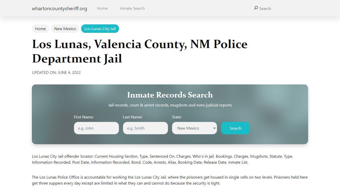 Los Lunas, NM City Jail Inmates, Arrests